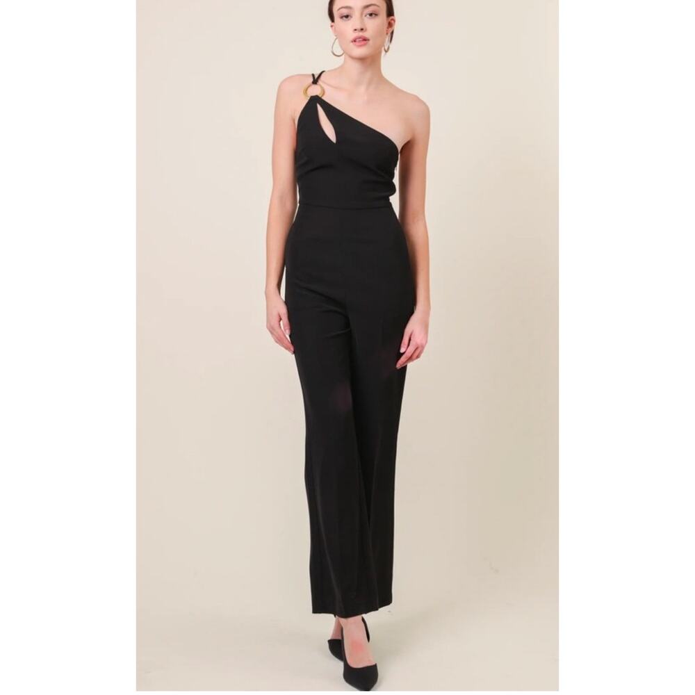 LINE & DOT Vaughn Jumpsuit Extra Small Black NWT Gold Detail Cocktail Evening